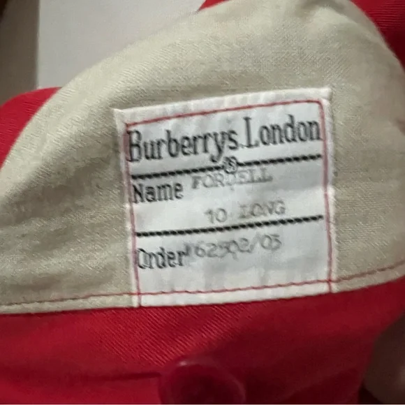 BURBERRYS' VINTAGE AUTHENTIC Red Trench Coat 10L Double Breasted Nova Check EUC - Picture 10 of 12